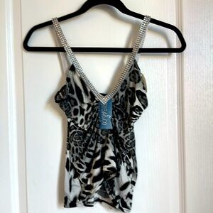 Rhinestone Trim Party Top